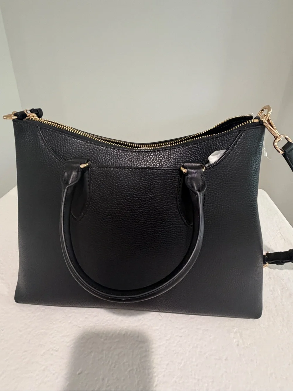 Michael Kors Black Pebbled Leather Satchel with Gold Hardware